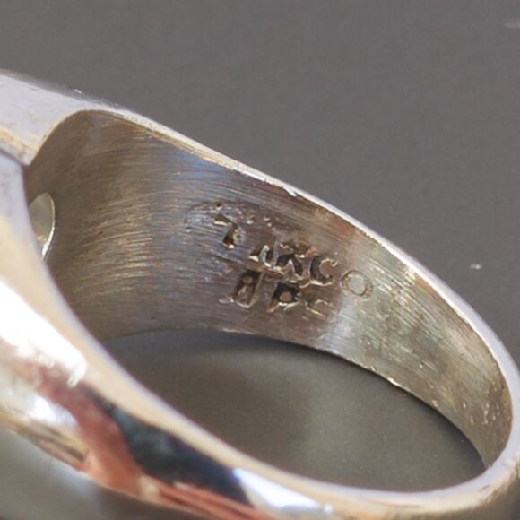 Vintage TAXCO Sterling Open-Heart Signet Ring — Size ~7.25 - Picture 8 of 12